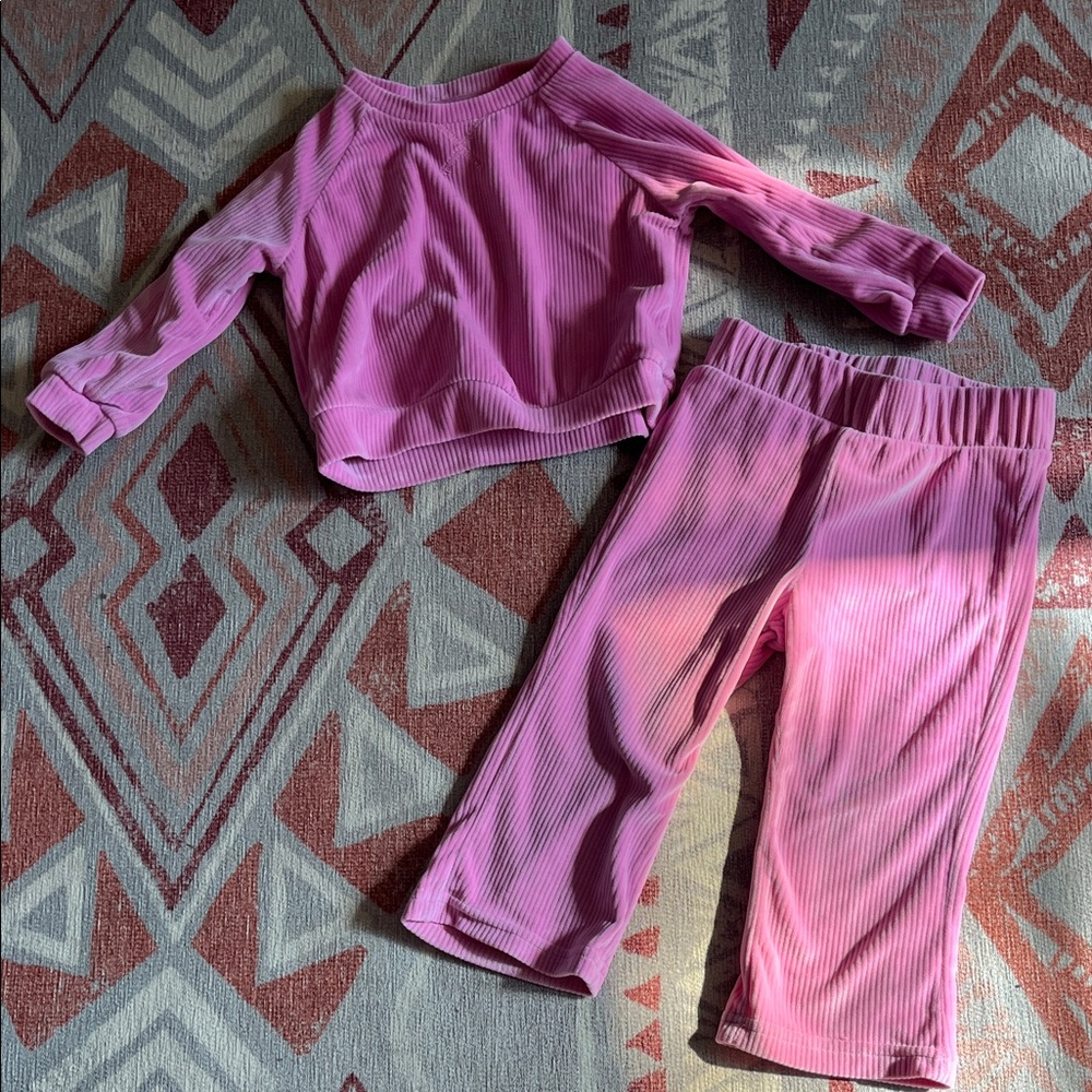 90 Degree By Reflex Pink Ribbed Baby Set